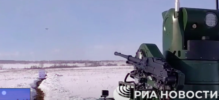 Still from promotional video of the MARKER ground robot from Russian firm Andriod, Via Novosti