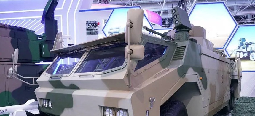 The LW-30 laser defense system, a vehicle-mounted “drone killer” developed by China Space Sanjiang Group and unveiled In November at the Zhuhai Airshow in China.