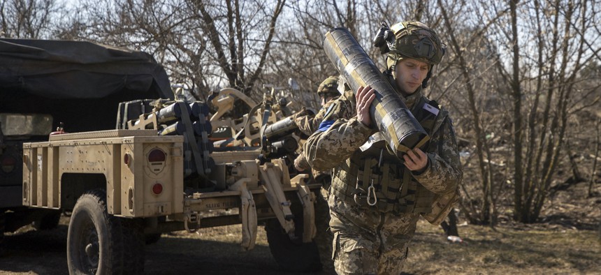 Artillery and mortar systems deployed on the Zaporizhzhia front in Ukraine, March 1, 2023.