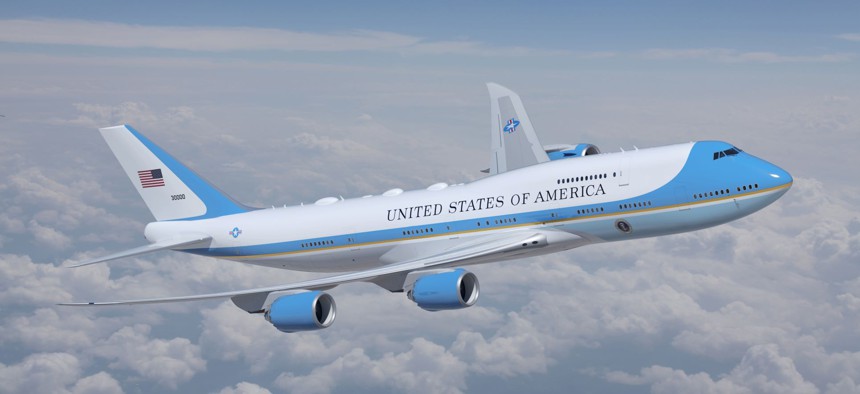 A concept image of the paint job chosen by President Biden for two new Air Force One  jets.