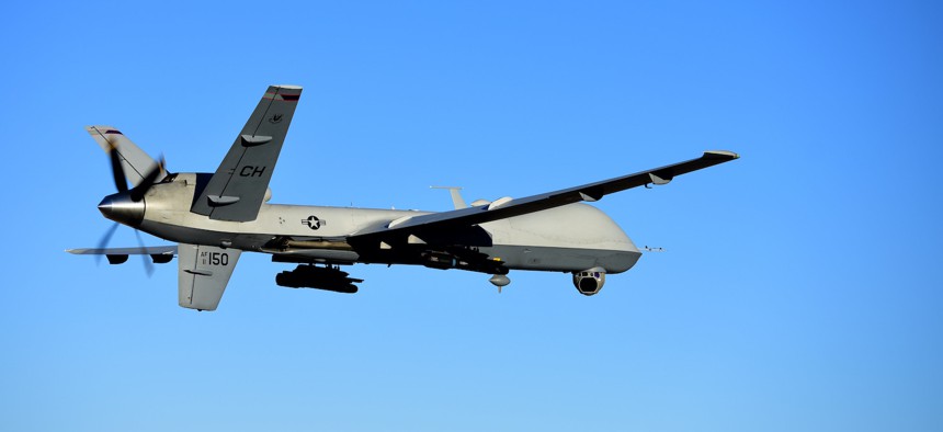 An MQ-9 Reaper flies a training mission over the Nevada Test and Training Range, July 15, 2019. 