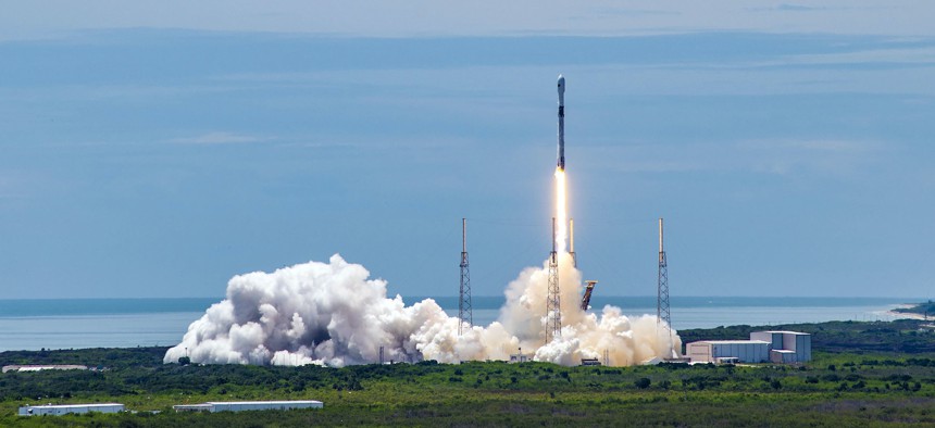 Falcon 9 launches the GPS III Space Vehicle 05 mission from Space Launch Complex 40 at Cape Canaveral Space Force Station, Florida, June 17, 2021.