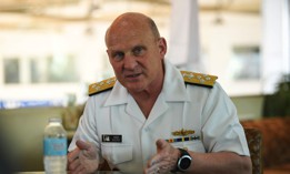 Adm. Michael Gilday, chief of naval operations, speaks in Manila, Philippines, on February 22, 2023.