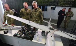 In December, Ukrainian military officials in Kyiv showed reporters parts of various drones used by Russian forces against Ukraine, including the Orlan-10, Granat-3, Shahed-136, and Eleron-3-SV.