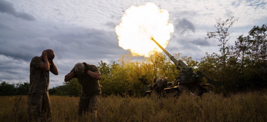 China's interest in 203mm artillery may have been piqued by its use in the Ukraine war, like this Ukrainian 2s7 Pion self-propelled cannon fired on September 15, 2022, on the country's southern front line.