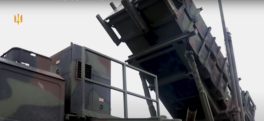 A video screenshot shows one of the Patriot air-defense systems recently arrived in Ukraine.