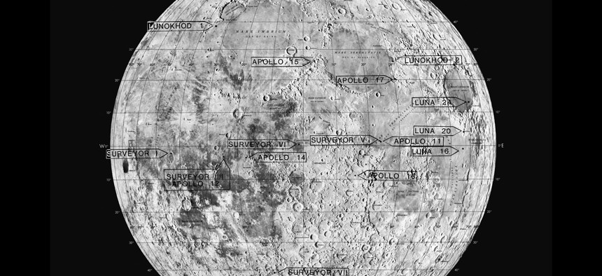 Lunar landing sites.