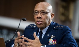 Air Force Chief of Staff Gen. CQ Brown testifies to the Senate Armed Services Committee on the Air Force's 2024 budget request on May 2, 2023.
