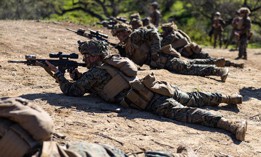 U.S. Marines with Infantry Marine Course 2-23, Infantry Training Battalion, School of Infantry-West, during a fire and maneuver range at Marine Corps Base Camp Pendleton, California, Jan. 24, 2023. 
