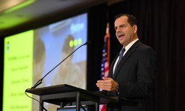 Army PEO EIS Program Executive Officer Ross Guckert give a keynote presentation on Nov. 8, 2022, at AFCEA Belvoir Industry Days.