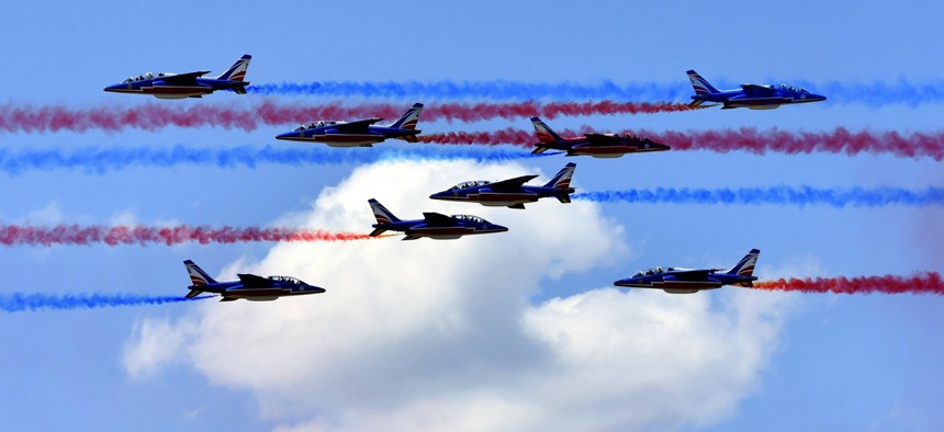 Way back in 2019, the French Air Force's Patrouille de France performed at the Paris Air Show at Le Bourget Airport near Paris, France. 
