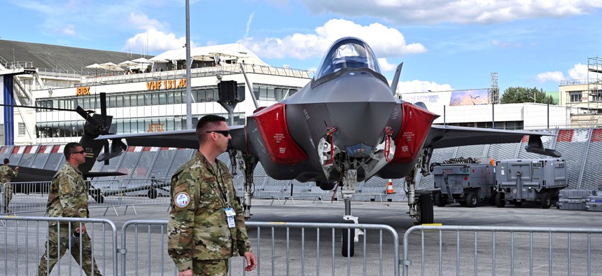 A Lockheed Martin F-35 fighter on display at the 2019 Paris Air Show.
