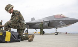 Marines with Marine Fighter Attack Squadron 242 and Marine Wing Support Squadron 171 refuel an F-35B during a Forward Arming and Refueling Point training at Marine Corps Air Station Iwakuni, Japan, April 5, 2023.