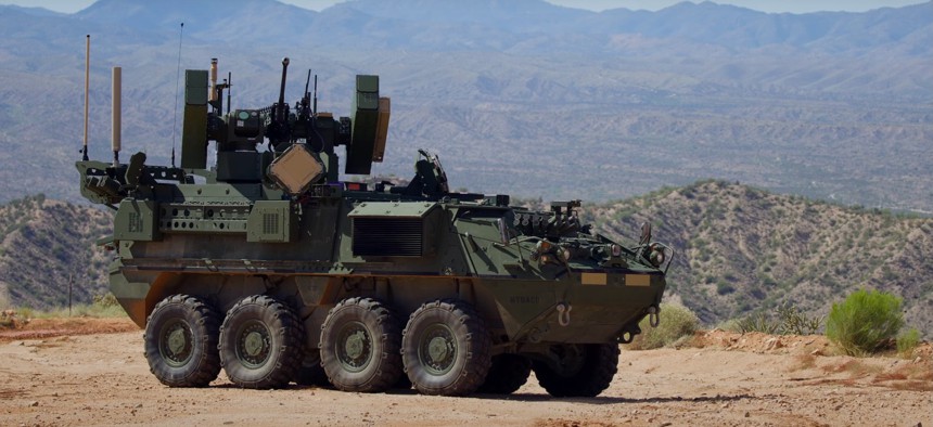 Leonardo DRS' Single-Vehicle Counter-UAS Stryker prototype for the U.S. Army.