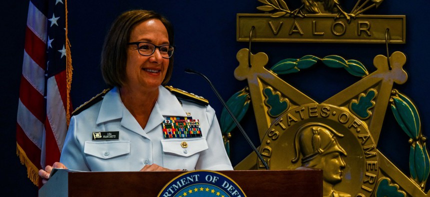 Adm. Lisa Franchetti, shown in this 2022 photo, will take over the duties of chief of naval operations when Adm. Mike Gilday steps down Aug. 14.
