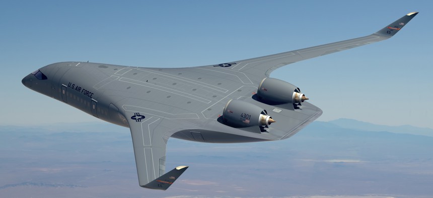 Rendering of the blended-wing body prototype aircraft.