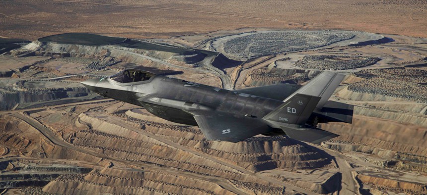 An F-35A in flight above the Mojave Desert in California, on January 6, 2023. 