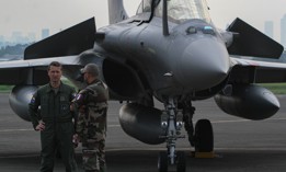 A Rafale fighter jet from France on display at Halim Perdana Kusuma Military Base in Jakarta, Indonesia on July 26, 2023. 