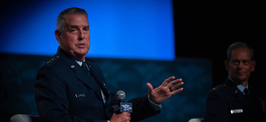 Gen. Mike Minihan, commander of Air Mobility Command, at the Air and Space Forces Association's Air, Space & Cyber conference, Sept. 13, 2023.
