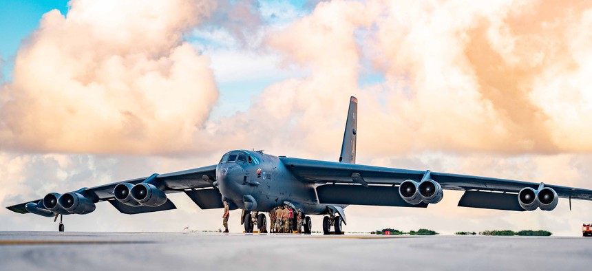 A B-52 Stratofortress at Andersen Air Force Base, Guam, April 11, 2023.