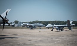 Dual remote-piloted MQ-9 Reapers and dual A-10 Thunderbolts at Battle Creek Air National Guard Base, Michigan, on Aug. 4.