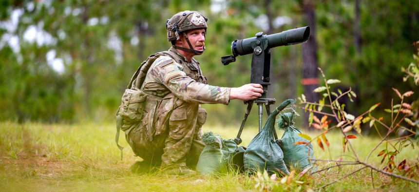 Army paratroopers set up firing positions and pull security during the Joint Readiness Training Center rotation at Fort Polk, La., Nov. 4, 2022.