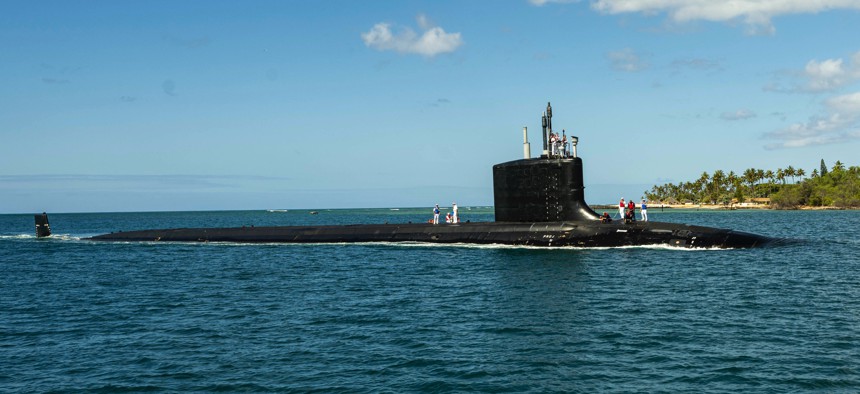 The Virginia-class fast-attack submarine USS Vermont (SSN 792) transits to its new homeport of Joint Base Pearl Harbor-Hickam, July 27, 2023.