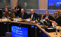 Israeli Prime Minister Benjamin Netanyahu (3rd L) holds a meeting with his security cabinet in Tel Aviv, Israel, on October 7, 2023.
