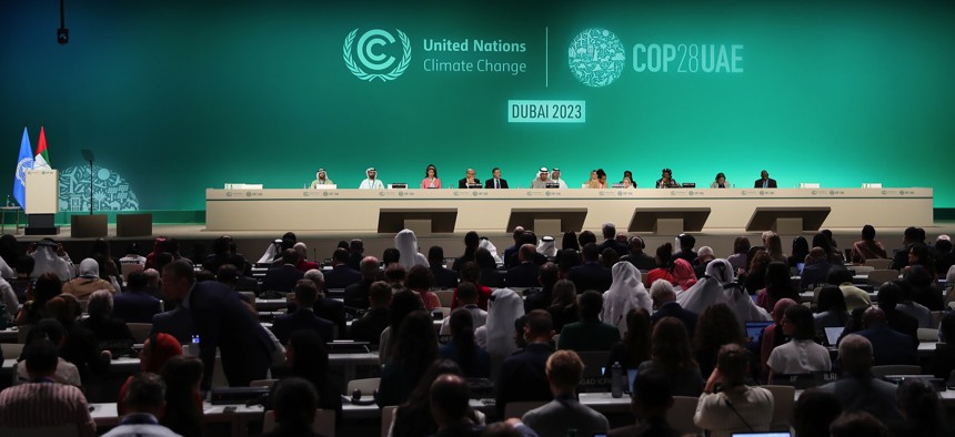 A closing plenary of COP28 on Dec. 13, 2023, in Dubai, United Arab Emirates.
