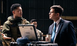 Cpl. Isaiah Donaldson speaks to Assistant Defense Secretary for Space Policy John Plumb during a tour of the Downey Responder Training Facility at Stump Neck Annex, Md., June 28, 2023.