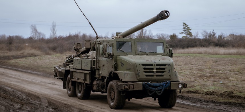 A 155mm truck-mounted howitzer in Ukraine on December 4, 2023.