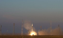 In this 2015 handout image supplied by NASA, Expedition 46-47 crewmembers ESA astronaut Tim Peake, NASA astronaut Tim Kopra and commander Yuri Malenchenko launch into space from Baikonur cosmodrome.