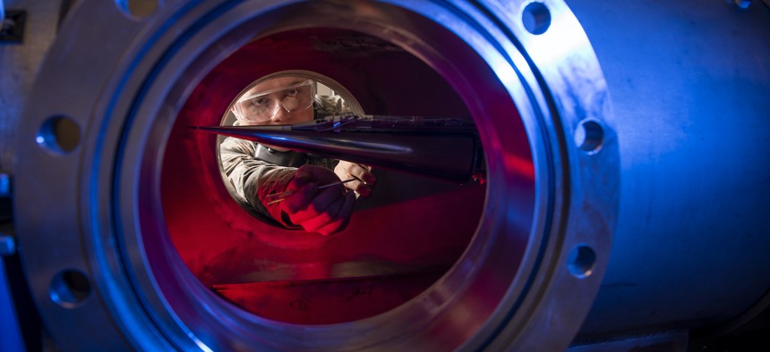 In this 2019 photo, a U.S. Air Force Academy cadet conducts hypersonic research.
