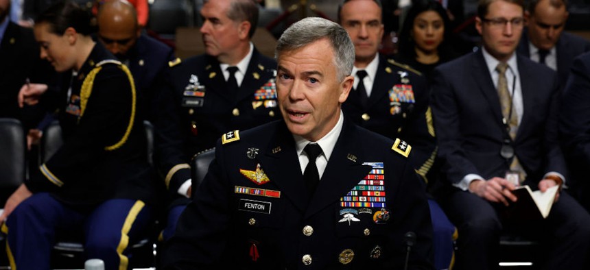 U.S. Special Operations Commander Gen. Bryan Fenton testifies before the Senate Armed Services Committee on March 7, 2023.