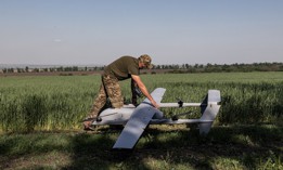A Ukrainian soldier prepares a drone during training in Donetsk Oblast, Ukraine, May 3, 2024. 