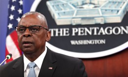 U.S. Secretary of Defense Lloyd Austin delivers remarks during a virtual meeting of the Ukraine Defense Contact Group at the Pentagon on May 20, 2024 in Arlington, Virginia. 