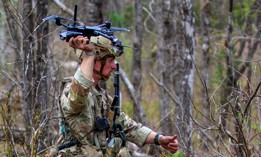1st Lt. Dylan Bollinger of the Army's 82nd Airborne Division prepares to launch an RQ-28A quadcopter at Fort Johnson, Louisiana, on March 12, 2024. 