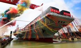 The aircraft carrier Fujian was launched at Jiangnan Shipyard, a subsidiary of China State Shipbuilding Corporation (CSSC), on June 17, 2022, in Shanghai, China.