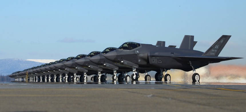 If NGAD doesn't produce a sixth-gen fighter, F-35s—like these at Eielson Air Force Base, Alaska—might be pressed into service far longer than anticipated.  