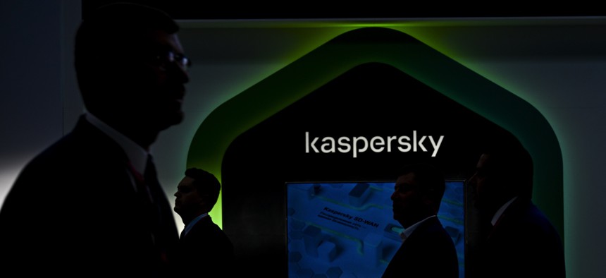 Kaspersky is displayed on a screen in Moscow, Russia on June 16, 2023.