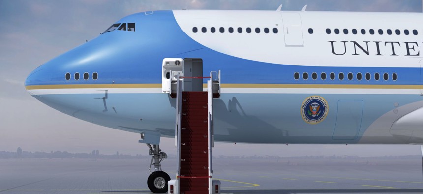 Artist's conception of the paint scheme for the next VC-25 presidential jets, as selected in March 2023.