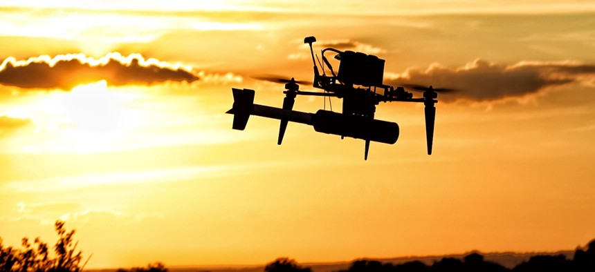 A drone takes off on June 28, 2024, in Donetsk Oblast, Ukraine.