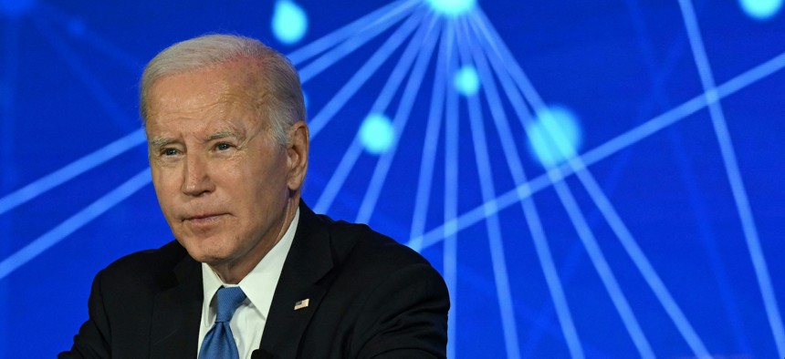 President Joe Biden discusses artificial intelligence in in San Francisco, California, June 20, 2023. 