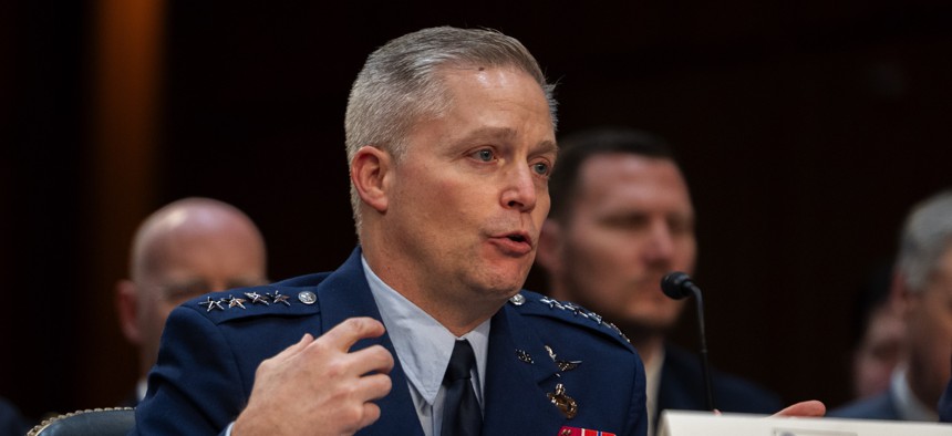 National Security Agency director Gen. Timothy Haugh testifies to a Senate committee on March 11, 2024, in Washington, D.C.