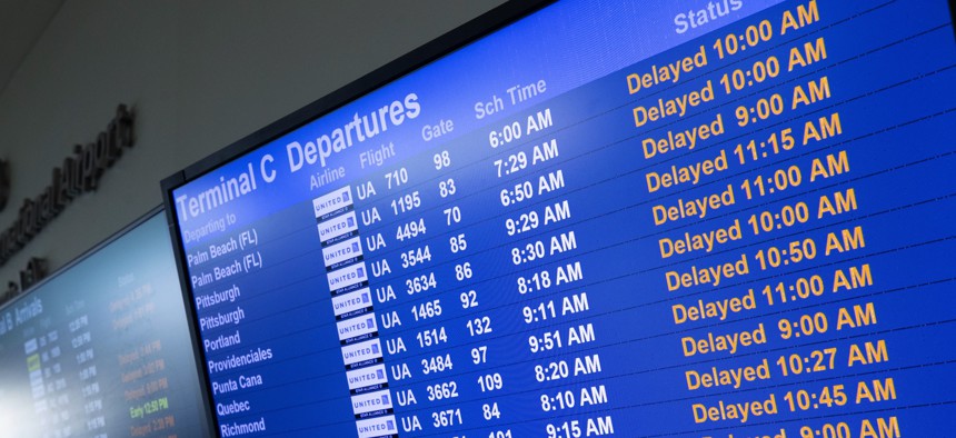 A departure board at Newark Liberty International Airport reflects the chaos visited upon the world's airlines on July 19, 2024, when cybersecurity company CrowdStrike released a faulty patch that crashed Windows PCs around the global.