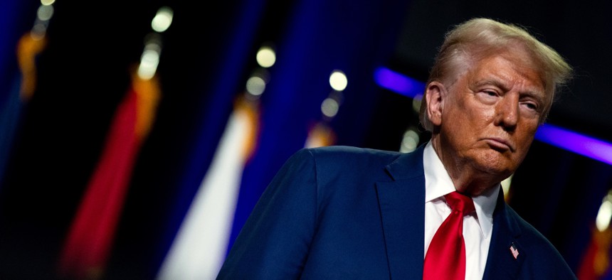 Republican presidential nominee Donald Trump during the National Guard Association of the United States' 146th General Conference & Exhibition on Aug. 26, in Detroit, Michigan. 