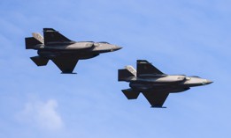 U.S. Air Force F-35 fighter jets fly over Warsaw, Poland, during Polish Armed Forces Day on August 15, 2024.