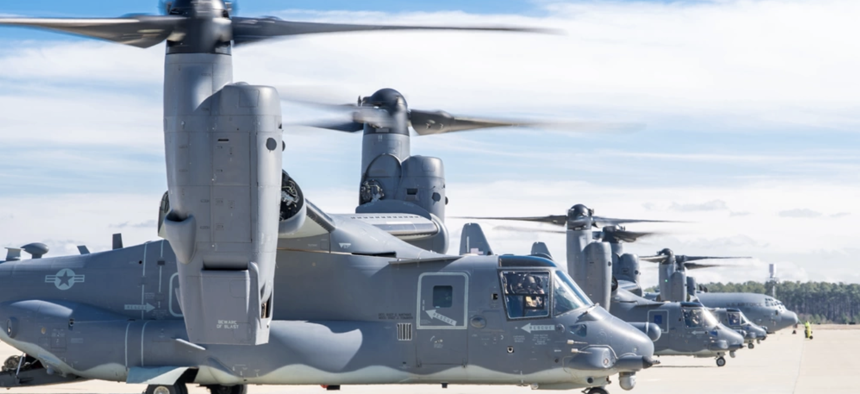 Air Force CV-22 Osprey aircraft in 2018.