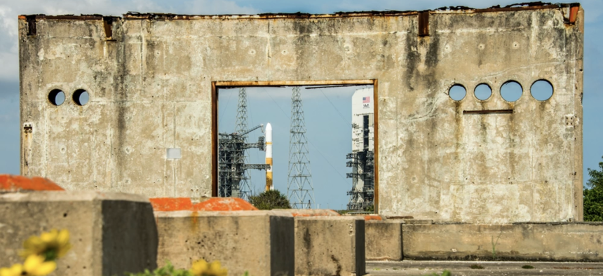 In this 2019 photo, Space and Missile Systems Center’s WGS-10 (Wideband Global SATCOM) encapsulated satellite mated with a Delta IV launch vehicle is ready for launch at Cape Canaveral Air Force Station.