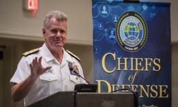 Adm. Samuel J. Paparo, commander of U.S. Indo-Pacific Command, speaks at the 26th annual Indo-Pacific Chiefs of Defense conference, in Kona, Hawaii, Sept. 19, 2024.